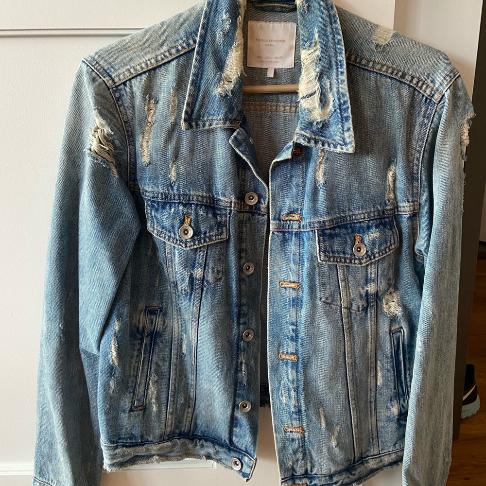 Zara distressed denim jacket